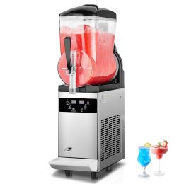 Commercial Slushy Machine, 12L Single Tank Frozen Drink Machine, 48 Cups Stainless Steel Margarita Smoothie Frozen Drink Maker