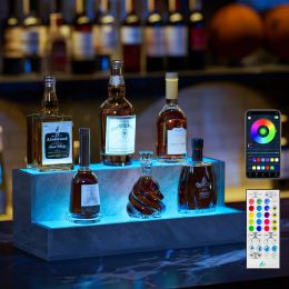 LED Lighted Liquor Bottle Display Shelf, 20 Inch Bar Display Shelf, DIY Illuminated Bottle Shelf with App & Remote Control