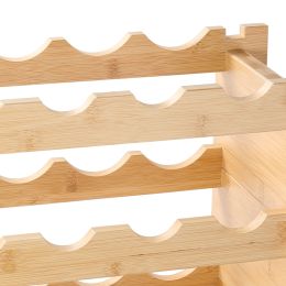 72 Bottle Stackable Modular Wine Rack, 8-Tier Solid Bamboo Wood Storage Racks, Floor Freestanding Wines Holder Display Shelf