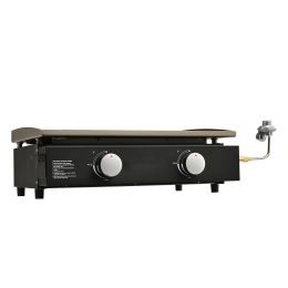 Commercial Griddle, 22.4" Heavy Duty Manual Flat Top Griddle, Countertop Gas Grill with Non-Stick Cooking Plate, Steel Natural Gas Griddle