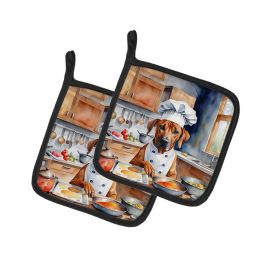 Rhodesian Ridgeback The Chef Pair of Pot Holders Kitchen Heat Resistant Pot Holders Sets Oven Hot Pads for Cooking Baking BBQ, 7 1/2 x 7 1/2