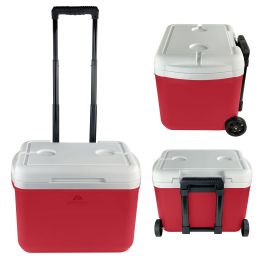 30 Quart Capacity Hard Side Wheeled Cooler, 42-Can, Red