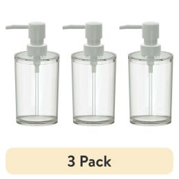 (3 pack) Clear Plastic Liquid Soap Pump Dispenser, 12oz Capacity