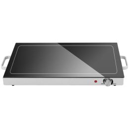 Food Warmer with Adjustable Temperature, Electric Warming Tray with Cool-Touch Handles for Parties, Buffets, Black