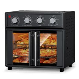 PlumChef 29.5 Quart Extra Large 6 Slices Air Fryer Convection Toaster Oven, French Door, 1700W, Multifunction Oven For Air Fryer, Toast, Grill, D (Option: AFJ26ABLACK)