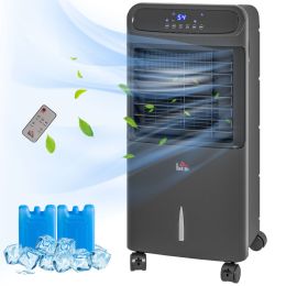 3-In-1 Ice Cooling Fan, Mobile Evaporative Air Cooler with Remote, Timer, Oscillating for Home Office, Bedroom, Black (Option: Black-430x383x830 mm)