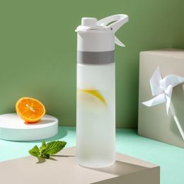 Spray Water Bottle For Girls Outdoor Sport Fitness Water Cup Large Capacity Spray Bottle Drinkware Travel Bottles Kitchen Gadgets (Option: Grey)