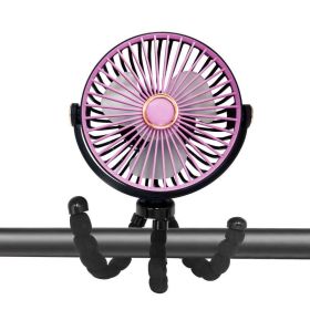 Camping Fan With LED Lantern- Rechargeable Battery Operated Fan, 3 Speeds,7 Inch Portable Clip On For Stroller Treadmill Tent RV Outdoor Emergenc (Option: Pink)