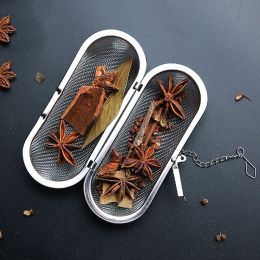 Stainless Steel Cooking Spices Infuser Fine Mesh Loose Tea Herbal Strainer Extended Chain Kitchen Seasoning Balls Outdoor Home Kitchen Accessorie (Style: Ellipse)