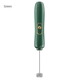 Handheld Electric Milk Frother Egg Beater Maker Kitchen Drink Foamer Mixer Coffee Creamer Whisk Frothy Stirring Tools (Color: Green)