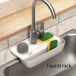 1pc; Sink Splash Guard; Drain Storage Rack; Rack Holder For Scourers Scrubber Sponge Dishcloth; Kitchen Supplies (Color: White)