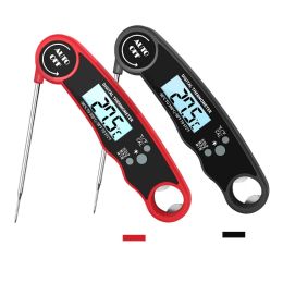 Digital Meat Thermometer with Probe - Waterproof;  Kitchen Instant Read Food Thermometer for Cooking;  Baking;  Liquids;  Candy;  Grilling BBQ & (Color: Black)