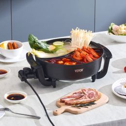 Electric Hot Pot 5 L Non-Stick Shabu-shabu Hot Pot With Divider For 6-10 People (Option: Black)