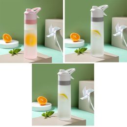 Spray Water Bottle For Girls Outdoor Sport Fitness Water Cup Large Capacity Spray Bottle Drinkware Travel Bottles Kitchen Gadgets (Option: Pink and White and White)